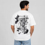 black retro gothic patterned Baggy Oversized Tshirt