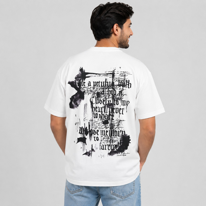 black retro gothic patterned Baggy Oversized Tshirt