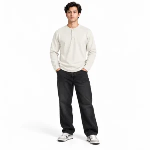 FITRAZ Henley shirt for men in Offwhite thermal fabric