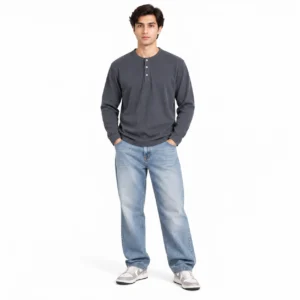 RIB-KNIT HENLEY T-SHIRT
